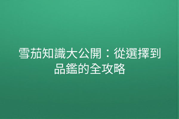 雪茄知識大公開：從選擇到品鑑的全攻略