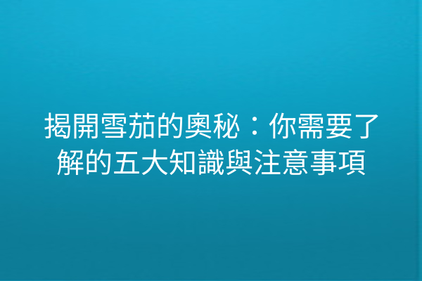 揭開雪茄的奧秘：你需要了解的五大知識與注意事項