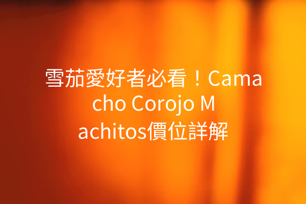 雪茄愛好者必看！Camacho Corojo Machitos價位詳解