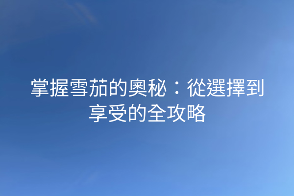 掌握雪茄的奧秘：從選擇到享受的全攻略