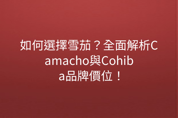 如何選擇雪茄？全面解析Camacho與Cohiba品牌價位！