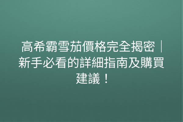 高希霸雪茄價格完全揭密｜新手必看的詳細指南及購買建議！